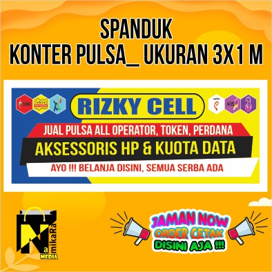 Spanduk banner backdrop Konter Pulsa dan kuota murah bisa custom / Banner Konter Pulsa dan kuota ker