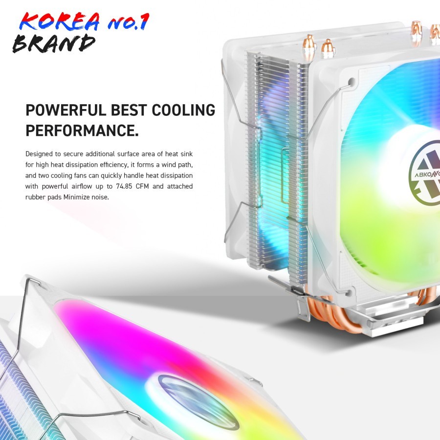 ABKONCORE CPU COOLER COOLSTORM T406 White Dual FAN