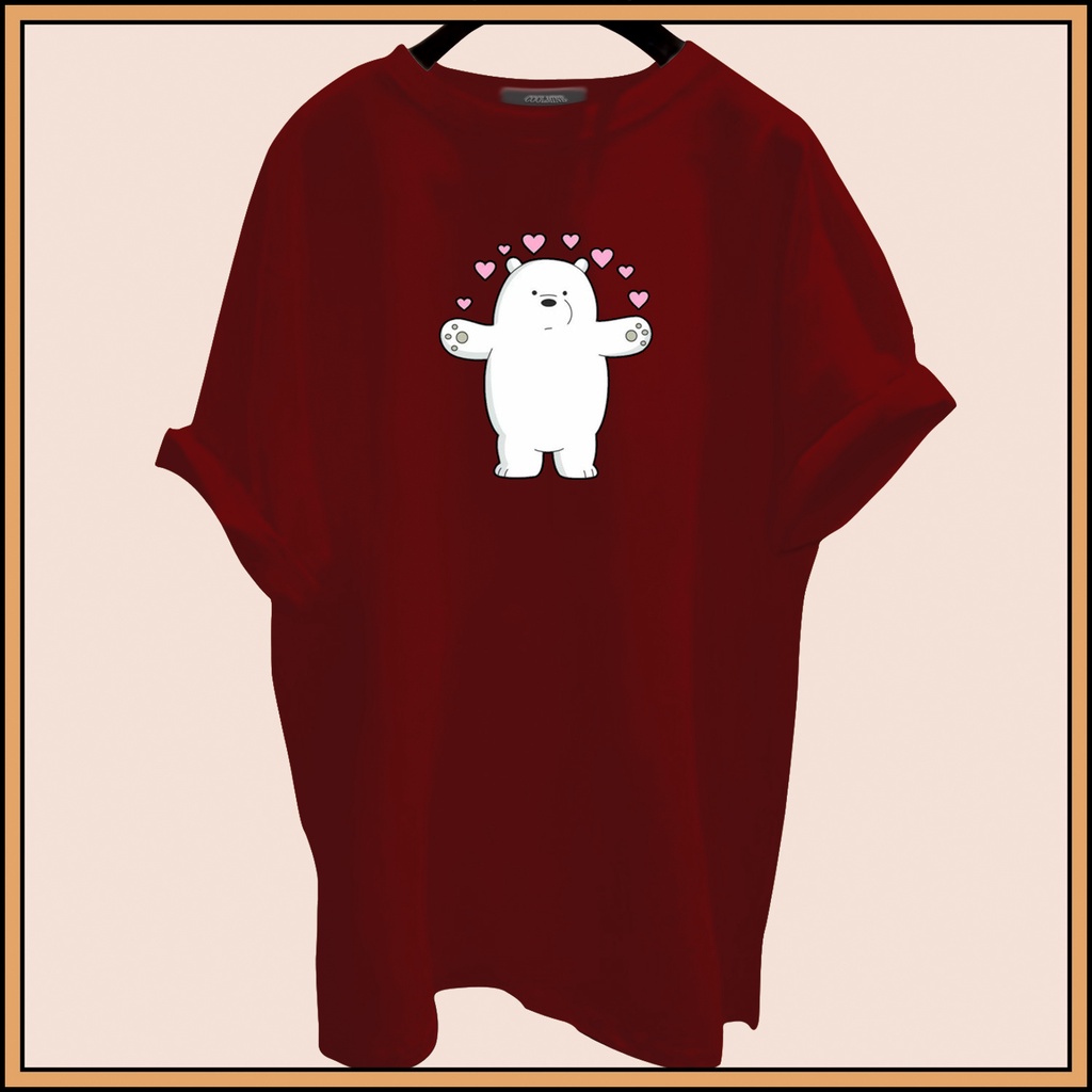 CALVIERO SHOP - BAJU KAOS ATASAN WANITA PRINT BEAR LOVE LOGO GALAXY PRINT