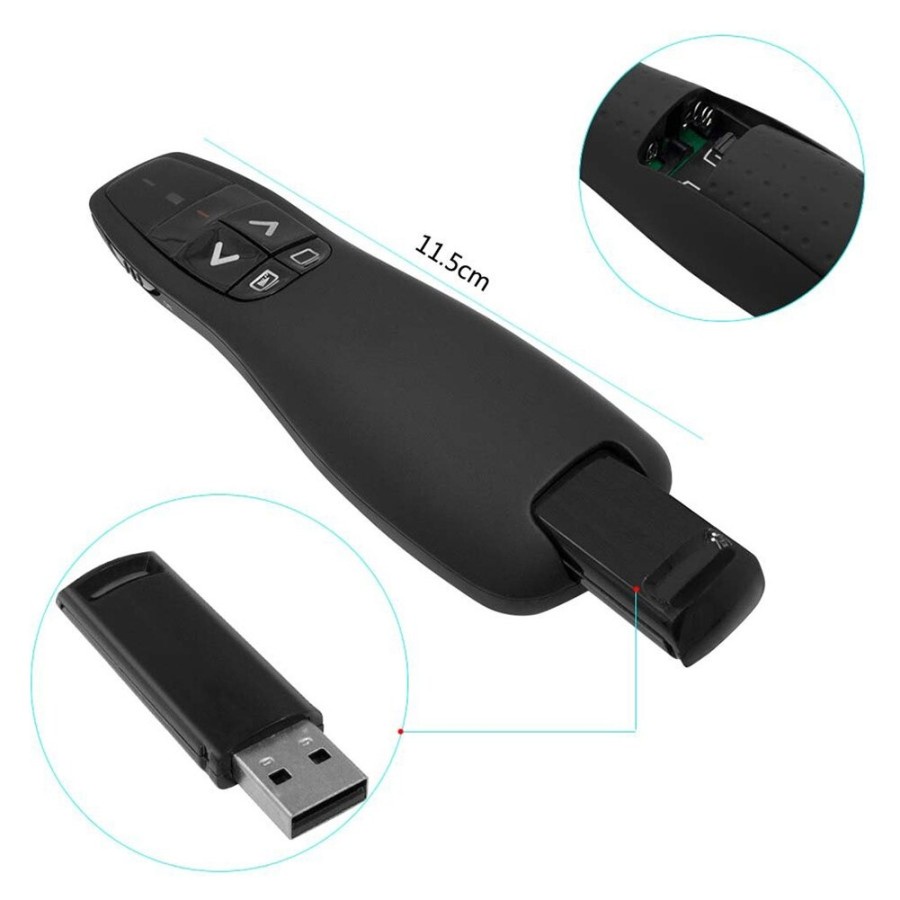 USB Wireless Presenter R400 R 400 R-400 Meeting Presentasi Laser Pointer Red Mouse Cursor