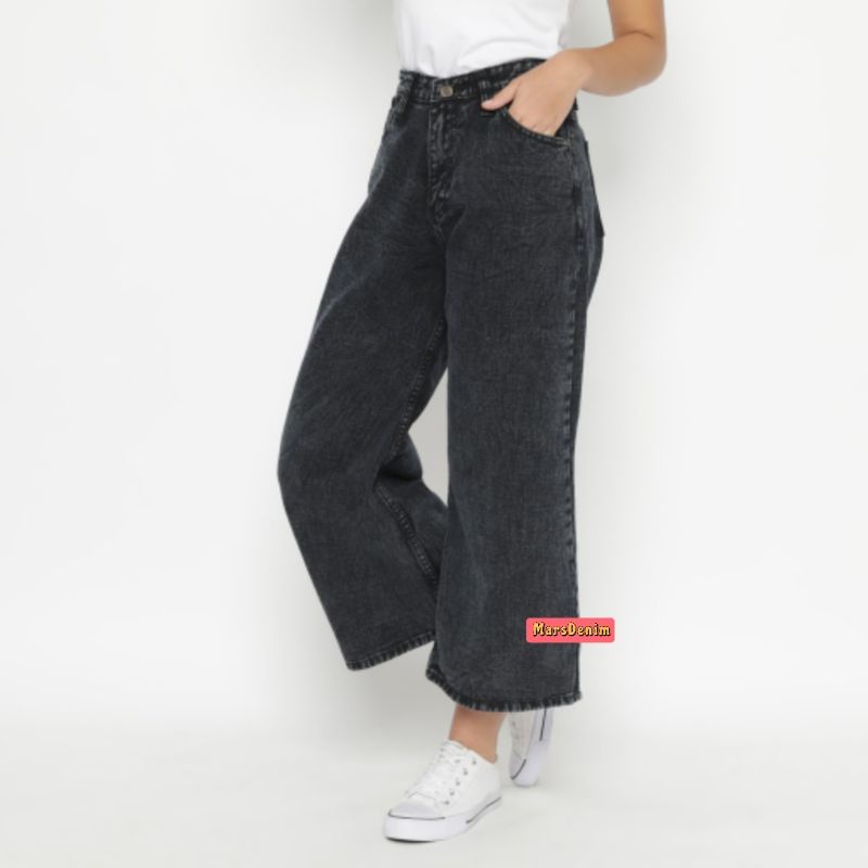 CELANA JEANS HIGHWAIST KULOT SNOW PREMIUM