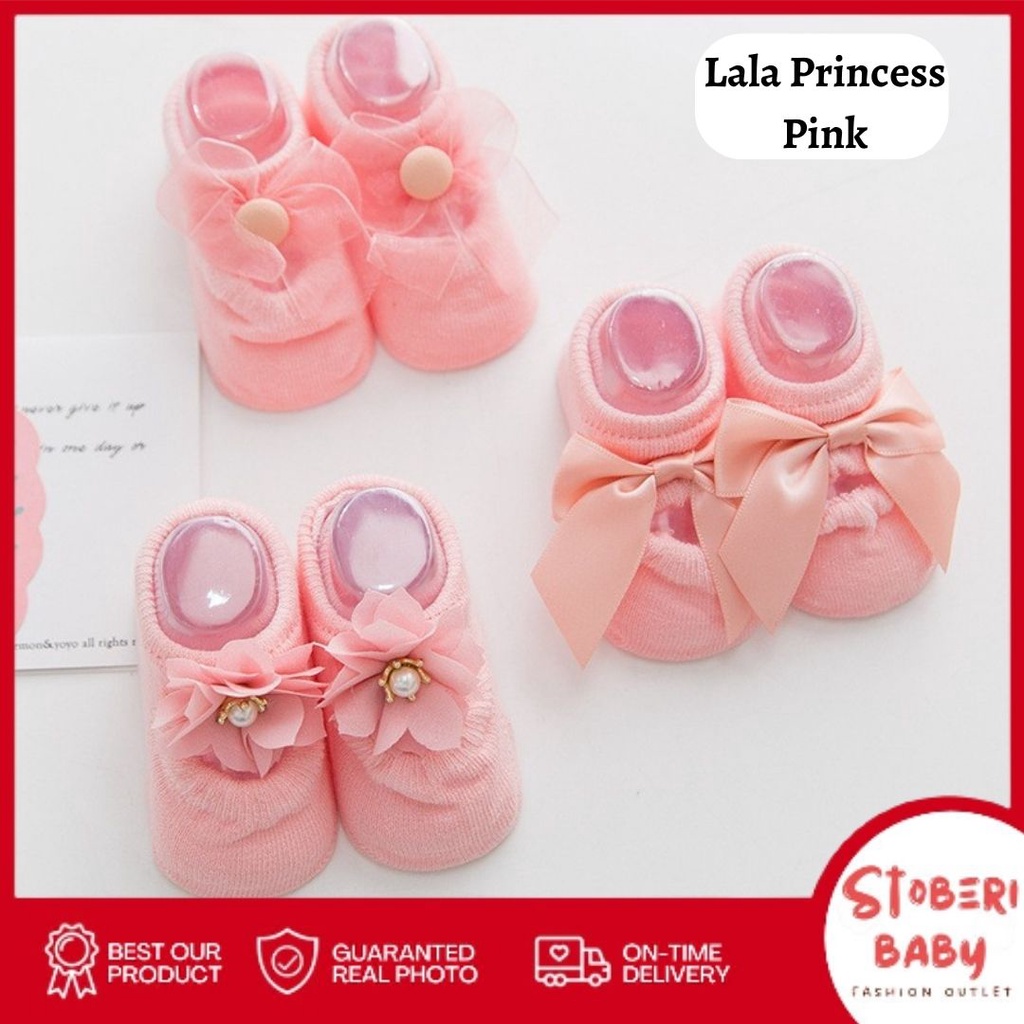 PUNCAK 3.3 stoberi baby - Kaos kaki bayi perempuan kualitas premium motif 3 jenis (0-1th) / LALA PRINCESS