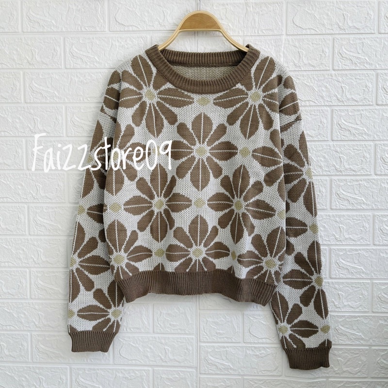 SWEATER RAJUT BUNGA - SWEATER RAJUT CROP PREMIUM-ATASAN RAJUT WANITA