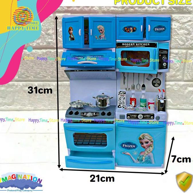 Mainan Anak Masak Masakan Modern Kitchen Set Frozen Anna dan Elsa Perempuan Happy Cooking Kado Anak 