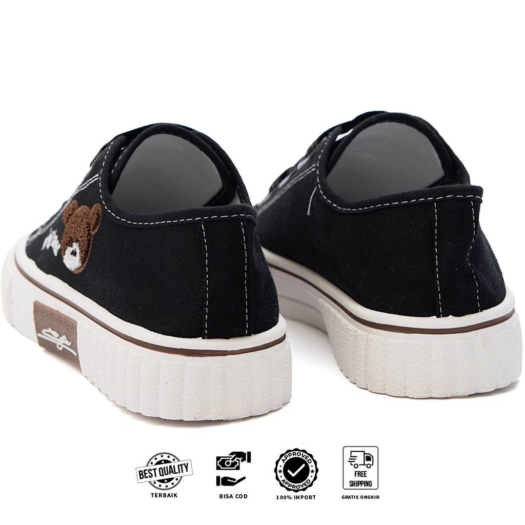 FREE KOTAK SEPATU !!! SALE!!! SEPATU SNEAKERS WANITA TALI IMPORT CANVAS PREMIUM - 882