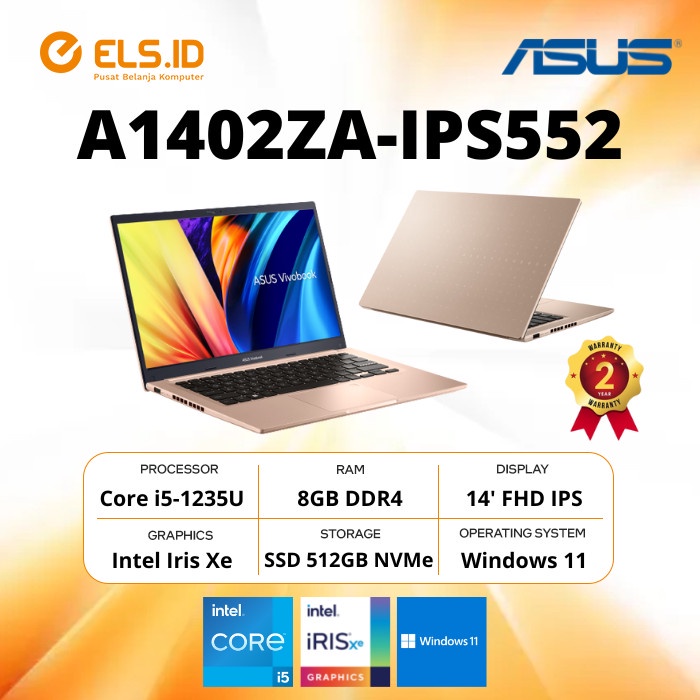 Asus VivoBook A1402ZA-IPS552 i5-1235U 8GB SSD 512GB 14' FHD W11+OHS