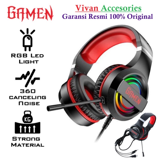 Headset Gaming Gamen GH1100 PRO RGB Lighting Effects Anti-violence