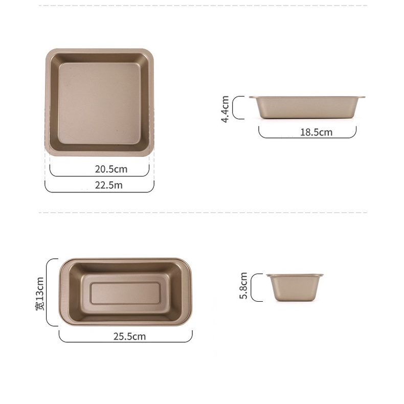 Loyang Set/5pcs Baking Tool set Golden Series Non Stick Coating / Brownies / Loaf Pan / Pizza / Muffin