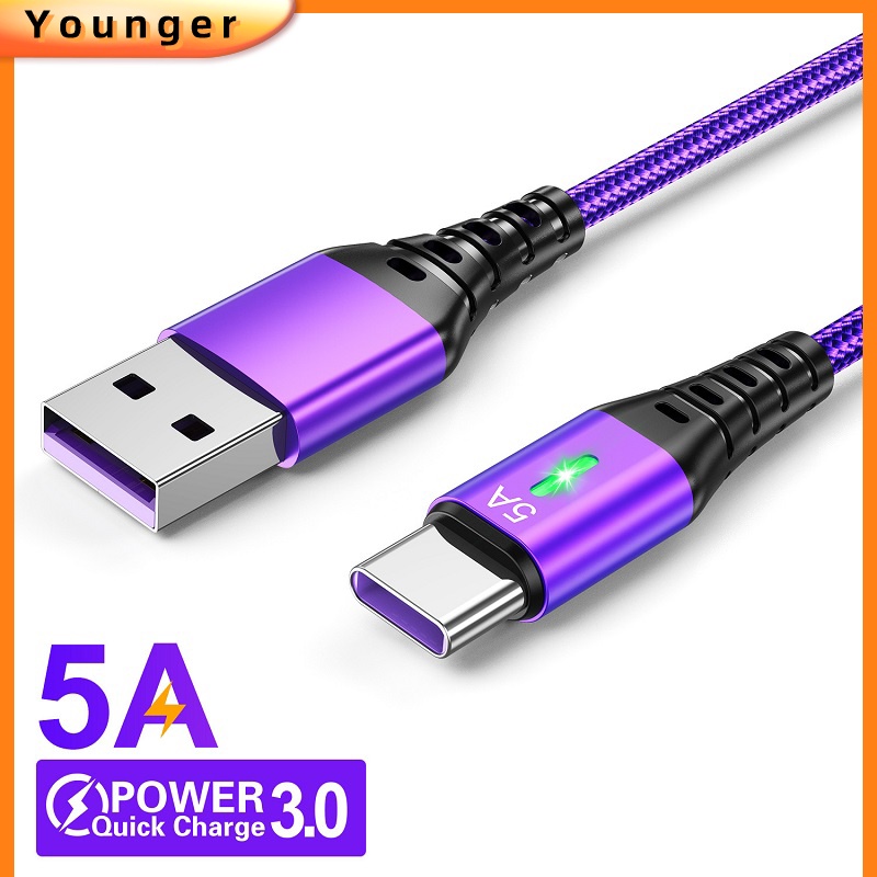 Kabel Data / Charger Usb Tipe-C 5A Fast Charging Untuk Iphone / Android