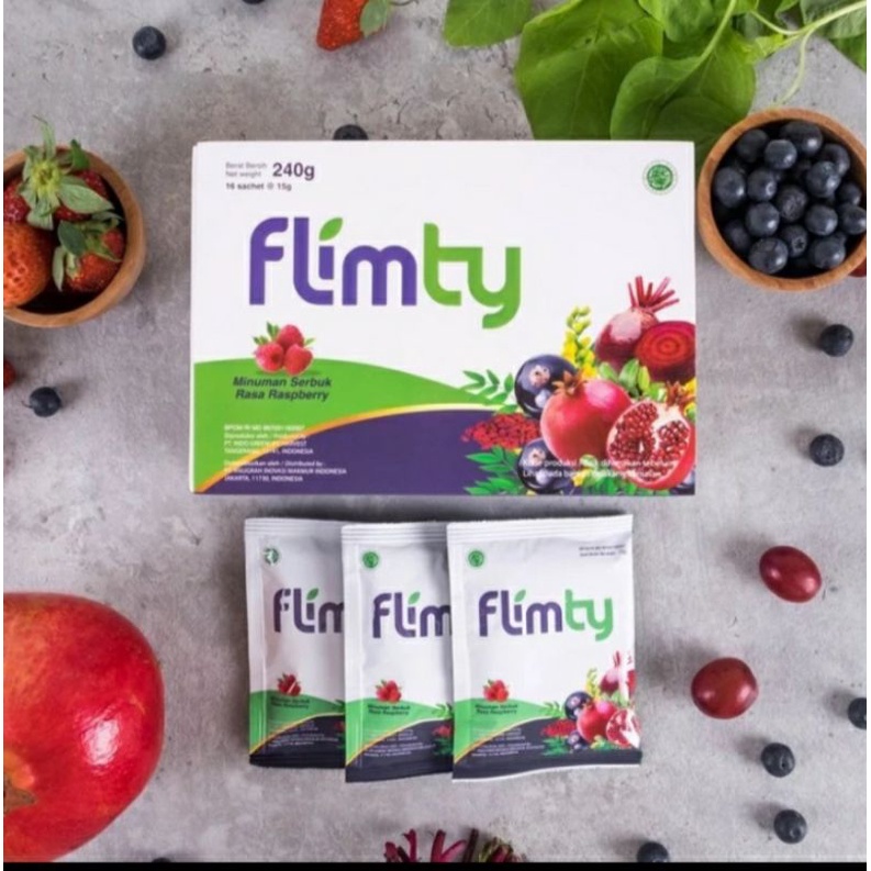 

Flimty Fiber Paket 1 Box isi 16 Sachet Original Diet Halal - Raspberry