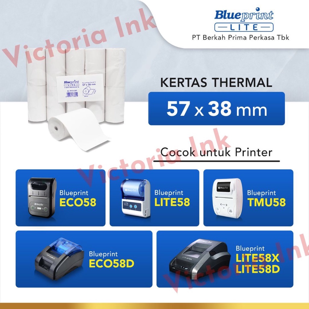 Kertas Thermal Blueprint 57x38 57×38 BP Lite 58 Kertas Thermal Printer Mini Thermal Blueprint