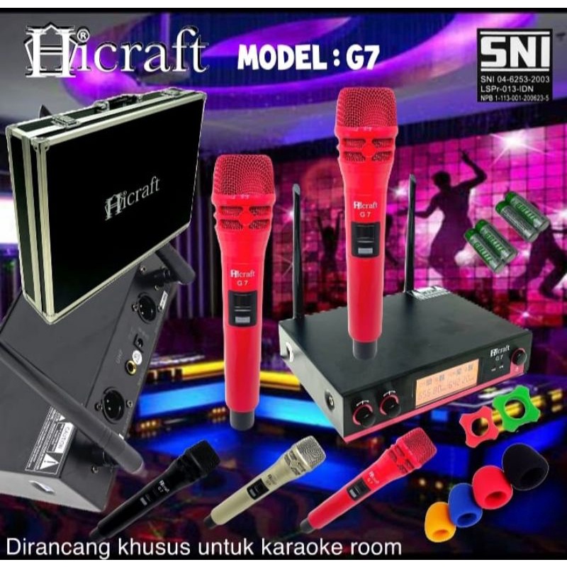 Mic wireless Hicraft G7 UHF Original handle Karaoke Red