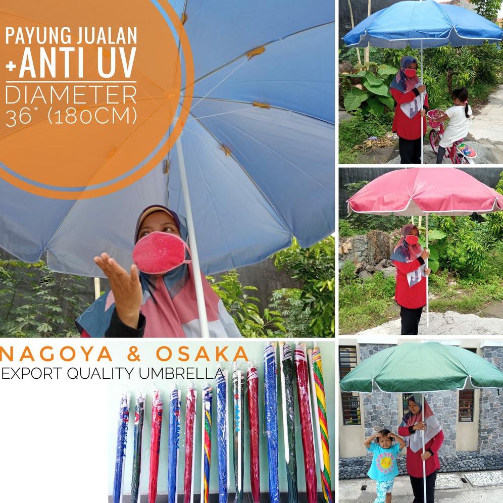 Payung Pantai Tenda Jualan Jumbo Anti UV 35''(170cm) 36''(180cm) Parasol Original Osaka/Nagoya