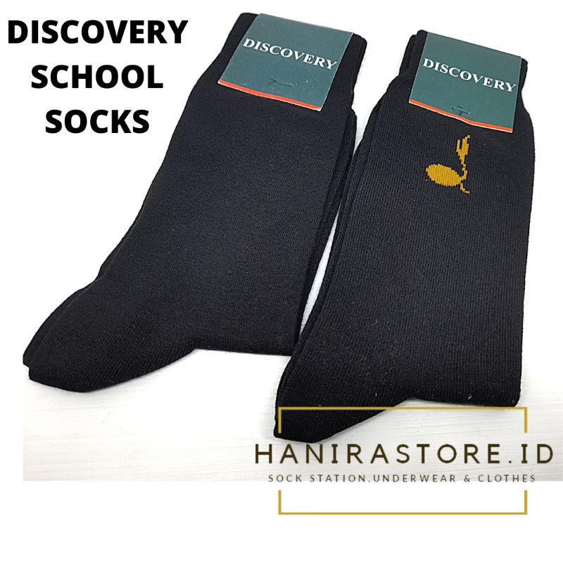 Discovery School  -Mundo Brands - School Socks - Kaos Kaki Sekolah Hitam Dan Pramuka - Panjang Sebetis