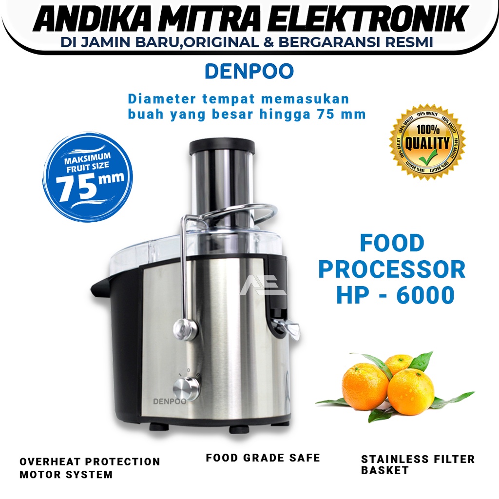 Juicer Food Processor HP 6000 Stainless Steel Blender Buah Mudah dan Cepat