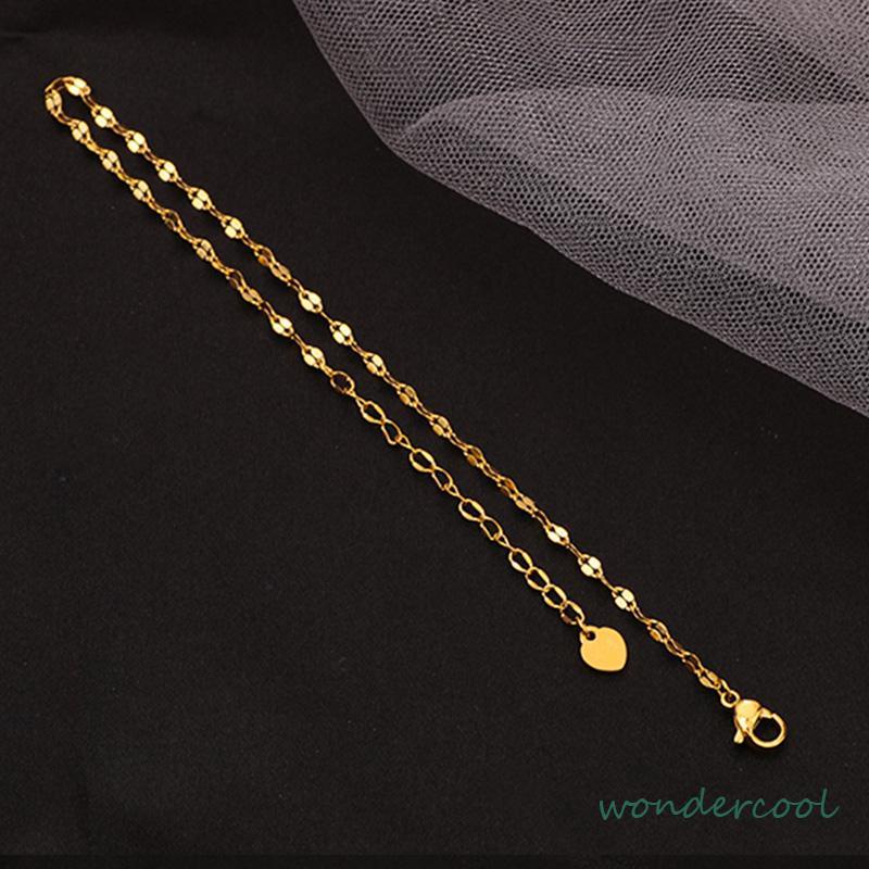 Anklet Emas 18K Wanita Titanium Steel Fairy Sederhana Tidak Memudar Rantai Tipis-Won
