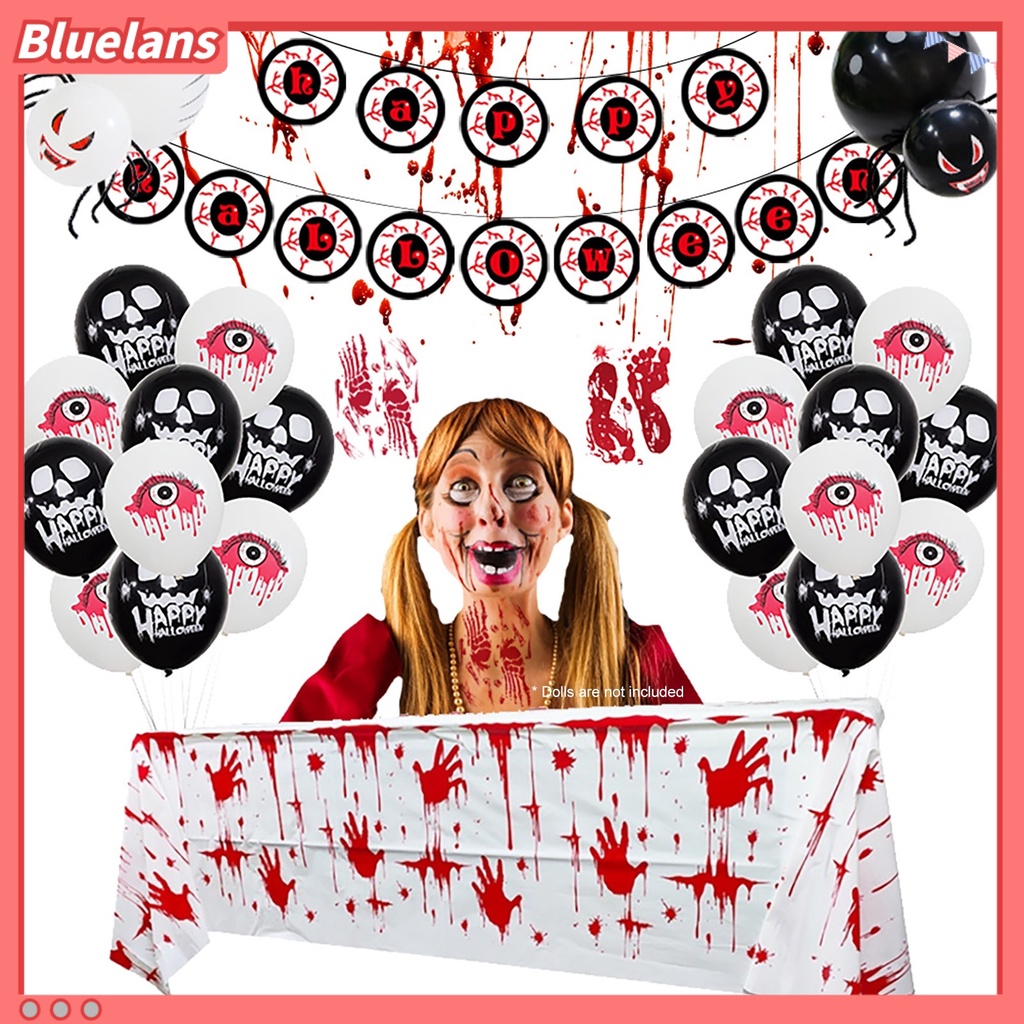 1 Set Balon Bentuk Bulat Bahan Aluminum Film Elastis Untuk Dekorasi Pesta Halloween
