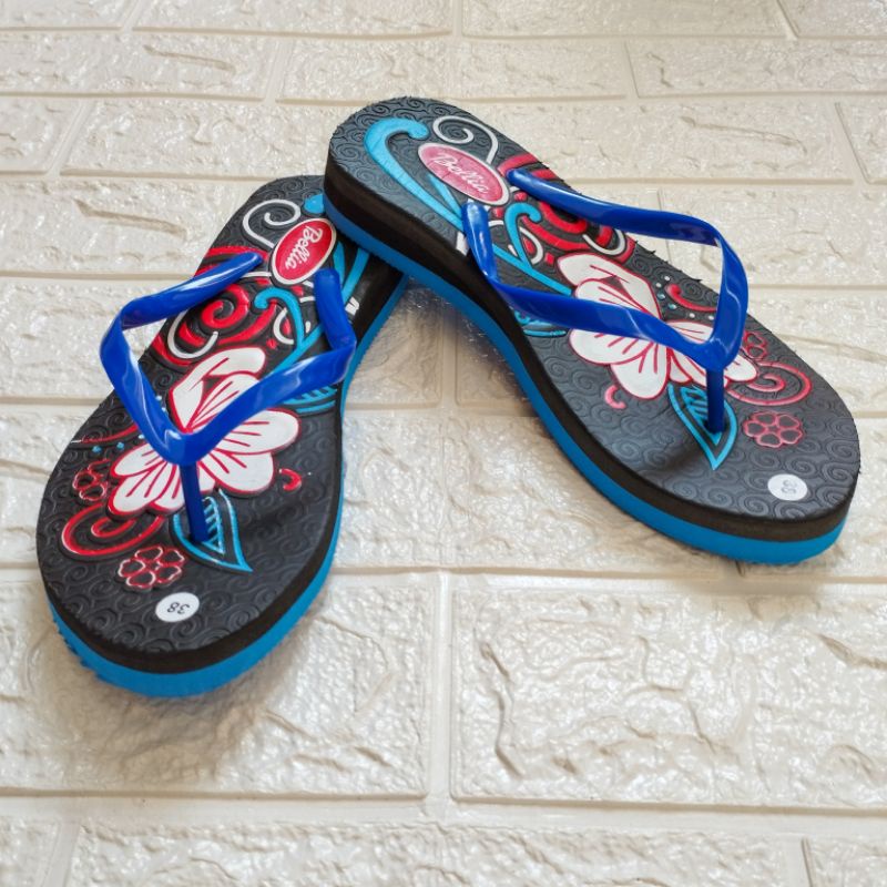 SANDAL JEPIT WADGES TINGGI SPONS WANITA SANDAL RUMAHAN MOTIF BUNGA