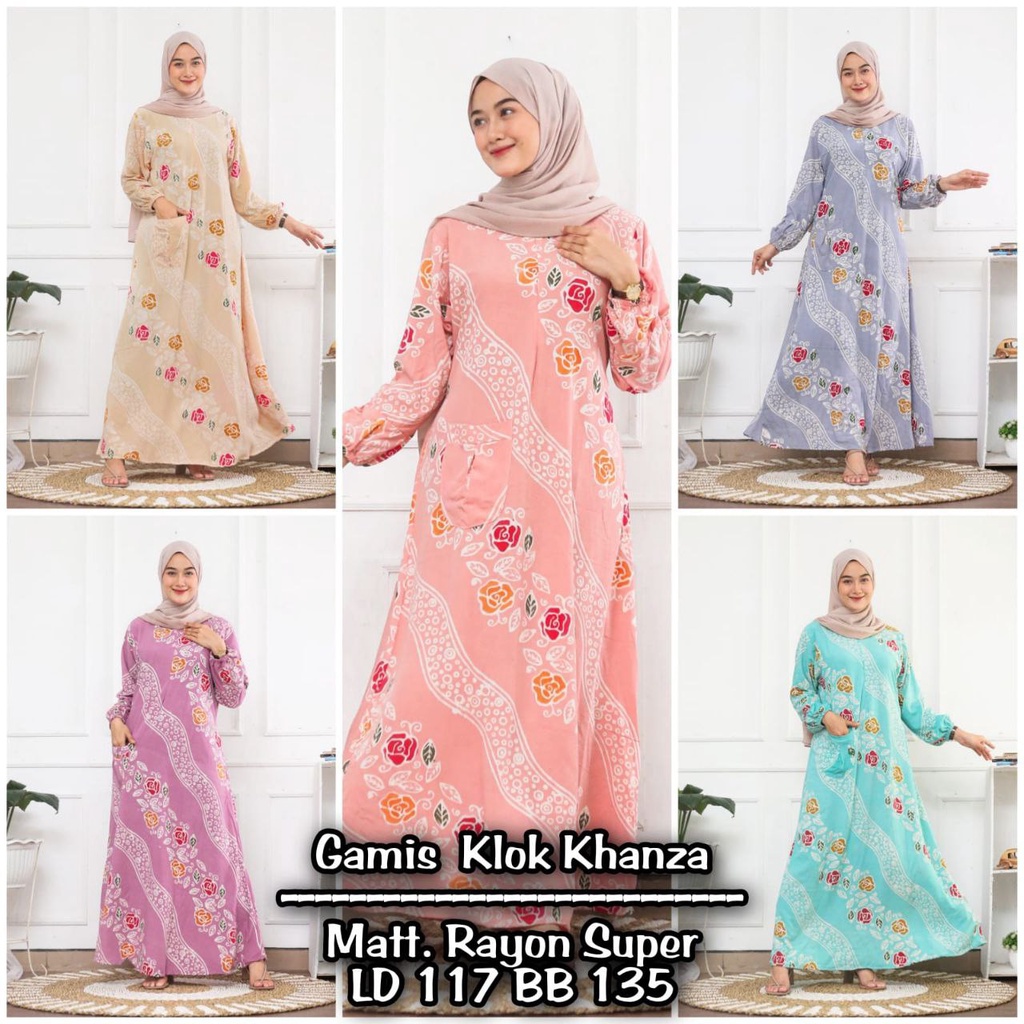 GAMIS RAYON KANZA ABSTRAK MALAMAN ENCIM BUSUI BUMIL DRESS WANITA MODEL SYARI BATIK PEKALONGAN TERBARU