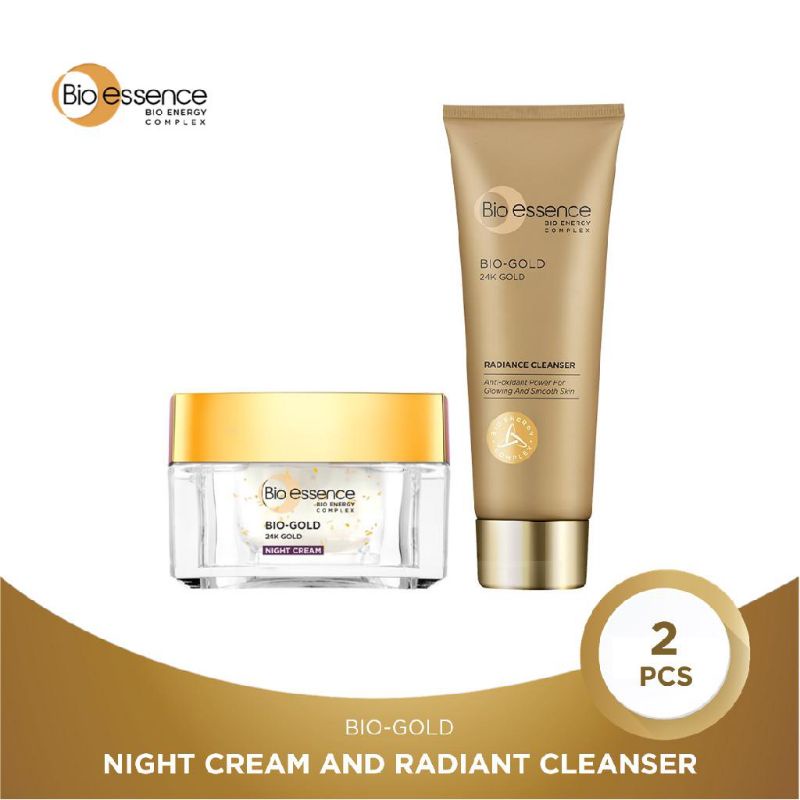 Bio Essence Bio-Gold Night Cream 40 gr & Bio Essence Bio-Gold Radiant Cleanser 100 gr
