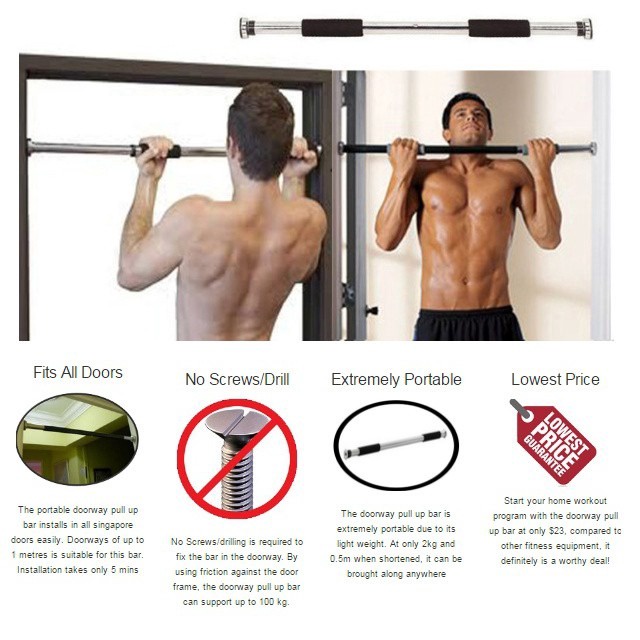 PERLENGKAPAN OLAHRAGA JS-5 ALAT PULL UP BAR up Door Chinning Bar Iron alat pull up - TERMURAH