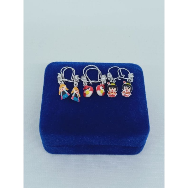 Anting kait anak mp + gantungan boneka cat warna full S925