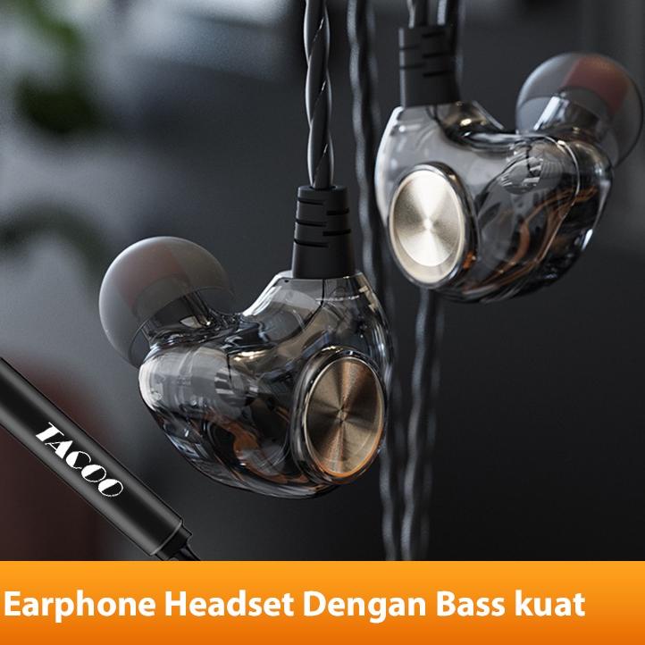 Terlaris TACOO Headset Gaming Handsfree Wired Sport  Hi-Fi Stereo Sound Deep Bass In-Ear Earbuds Bra