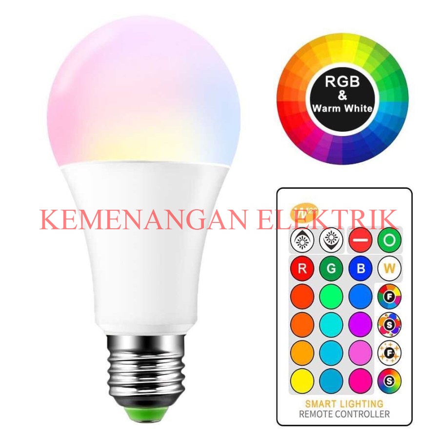 EVACO 18W E27 BOHLAM LED BULB REMOTE CONTROL RGB / LAMPU 16 WARNA + REMOT