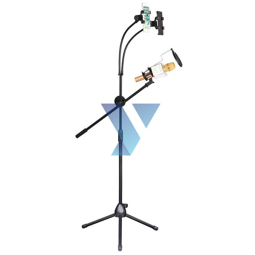 TaffSTUDIO Microphone Standing Tripod with 2 x Smartphone Holder NB-03 ( Al-Yusi )