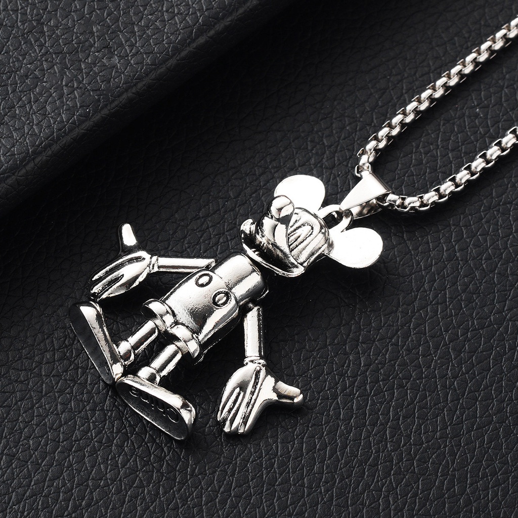 Kalung Rantai Panjang Liontin Mickey Mouse Gaya retro hip hop Eropa Amerika Untuk Wanita