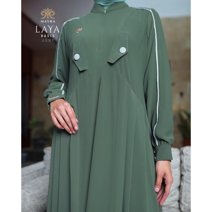 MAYRA BASIC DRESS GAMIS LAYA | LINING BABYDOLL ARMANY | RISLETING DEPAN BELAKANG-6