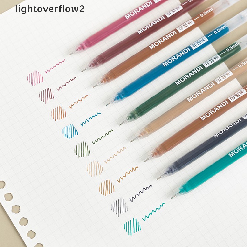 (lightoverflow2) 9pcs / Set Pen Gel Multi Warna 0.5mm Gaya Vintage