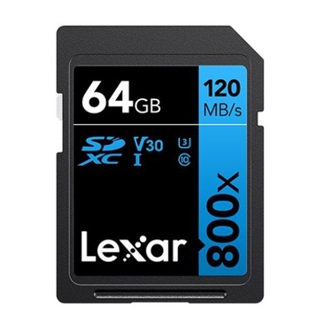 Lexar High-Performance 800x 64GB SDHCSDXC UHS-I U3, V30, RW up to 120