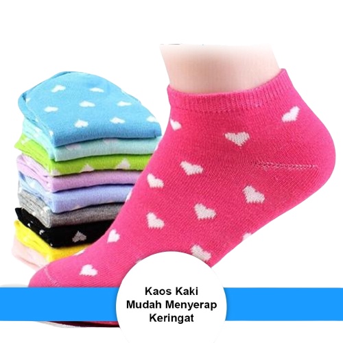 ( GS ) KAOS KAKI / KAOS KAKI WANITA MOTIF POLKADOT LOVE