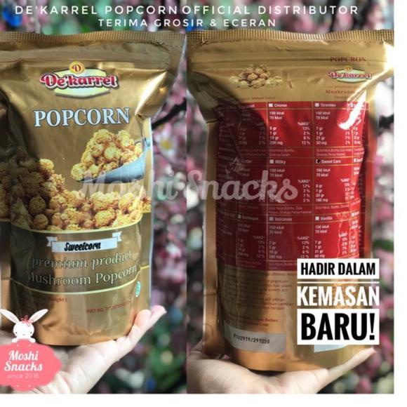 

Terbaik Popcorn de'Karrel Foil Gold Halal MUI / Popcorn Caramel / deKarrel Popcorn For Kids 