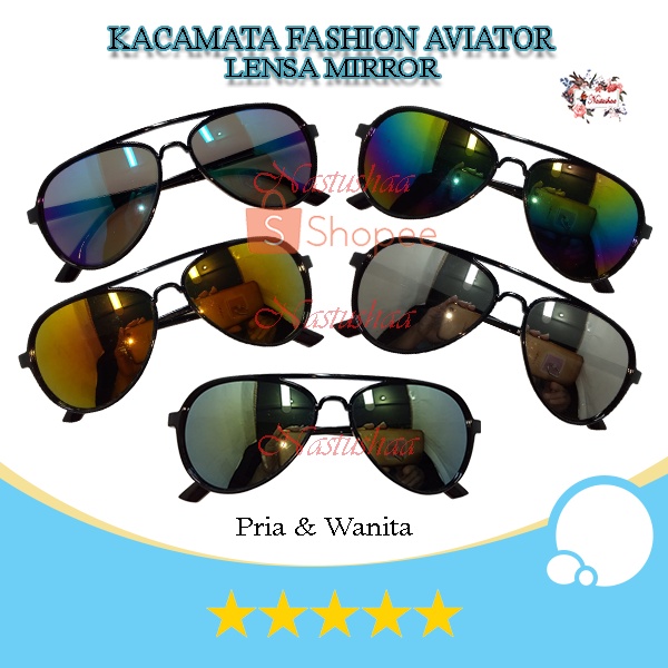 Kacamata Fashion Bingkai Hitam Plastik Lensa Mirror Berwarna Perlindungan Kaca Mata Luar Ruangan Pria dan Wanita Sunglasses NOCASE