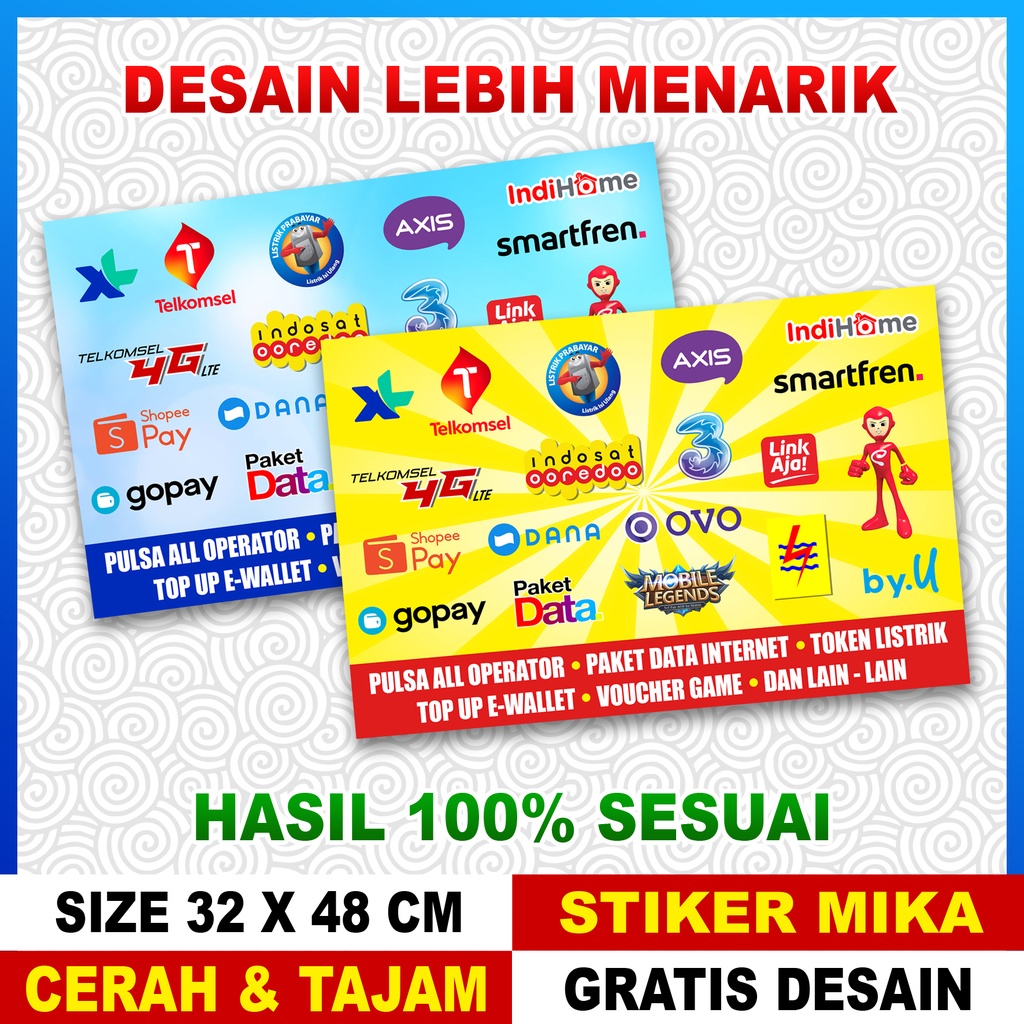 

STIKER KONTER PULSA GAMBAR UKURAN 32X48 CM
