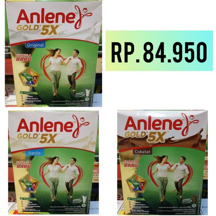 

[ COD ] Anlene Gold 5x Rasa Vanila/Original/Cokelat ukuran 650gr(untuk lansia)