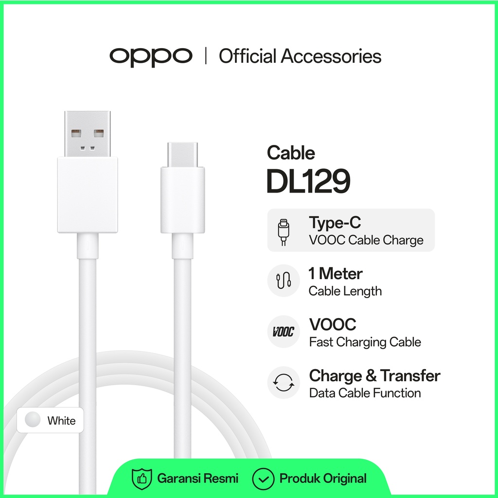 Jual OPPO USB Cable DL129 Type C VOOC Flash Charge OPPO Official