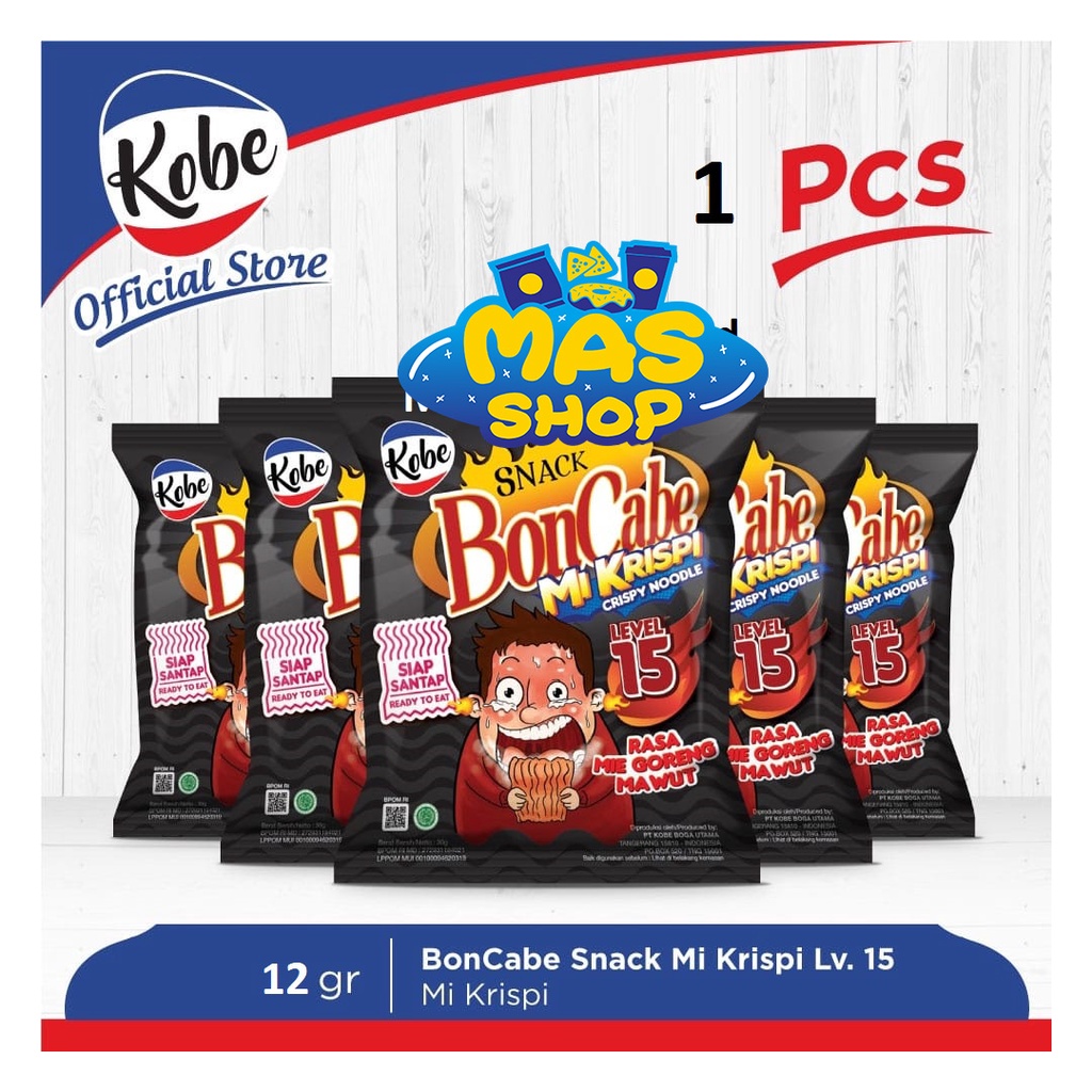 Mi Krispi Level 15 Kobe Snack BonCabe Rasa Mie Goreng Mawut 12gr mie kremes kremez Boncabe level 50 boncabe makaroni