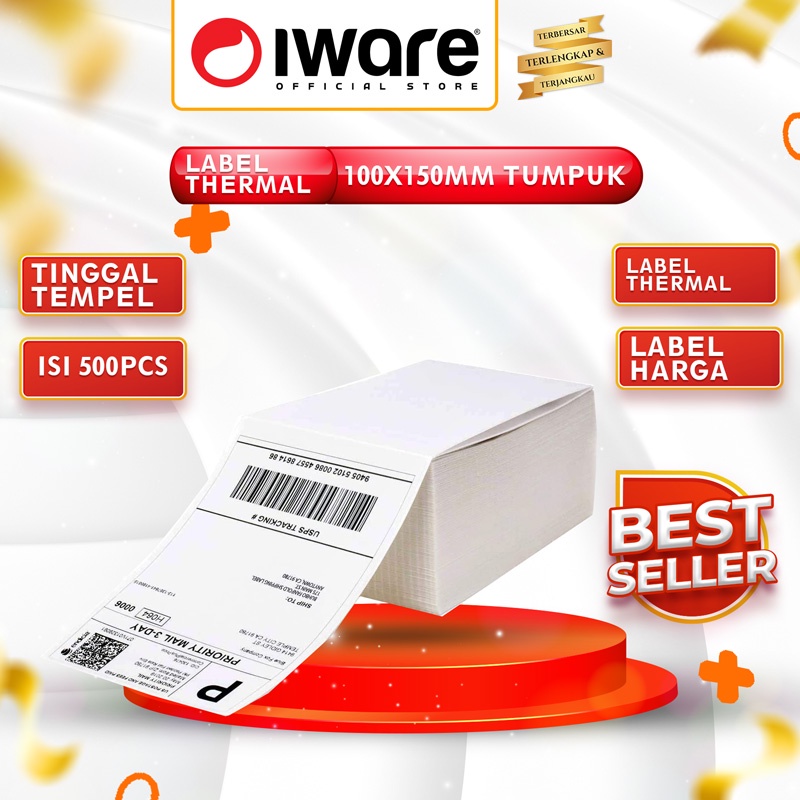 

STICKER DIRECT THERMAL 100X150MM ISI 500PCS TUMPUK CETAK RESI ONLINE SHOP TINGGAL TEMPEL
