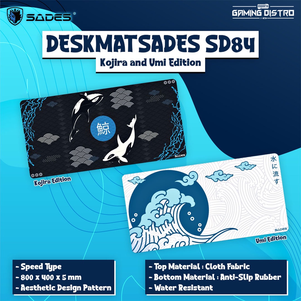 Deskmat Sades SD84 Kujira & Umi Edition - Speed Surface & Water Resistant