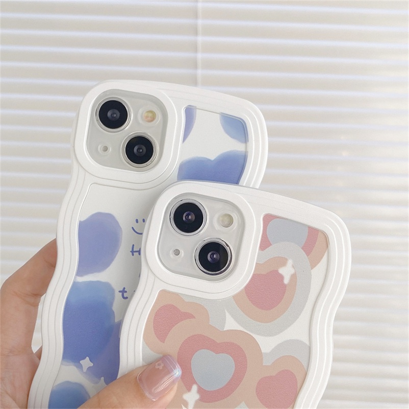 Soft Case Silikon TPU Transparan Motif Bunga Warna Permen Untuk Compatible for iPhone 14 13 12 11 Pro Max X XR Xs Max 7 8 Plus Fashion Candy Color Casing Anti-Drop Soft TPU Silicone Angel Eye Transparent Phone Case Lens Protective Case Cover