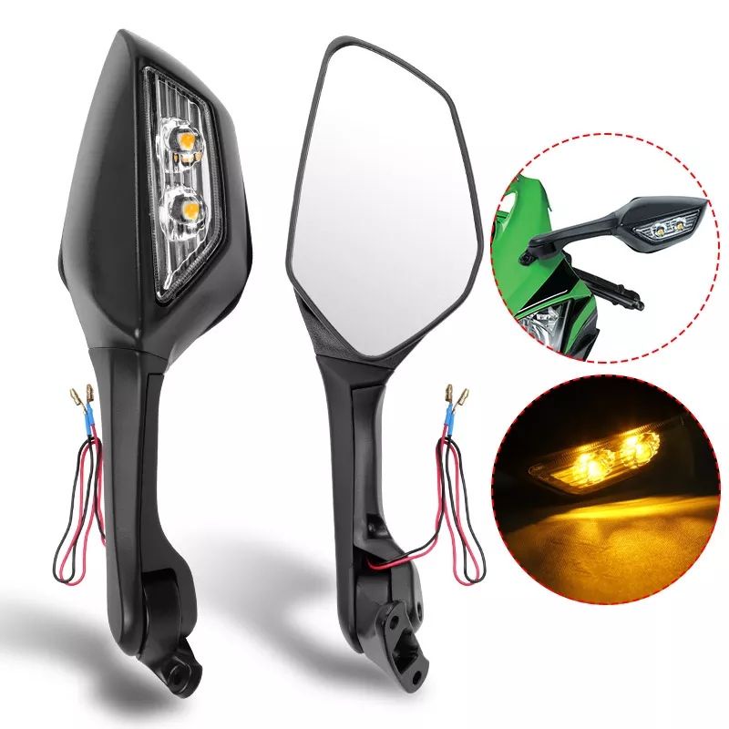 Spion Untuk KAWASAKI NINJA ZX10R ZX-10R ZX 10R 2011-2015 2014 cermin motor LED lampu sein lampu spion tampilan belakang Moto