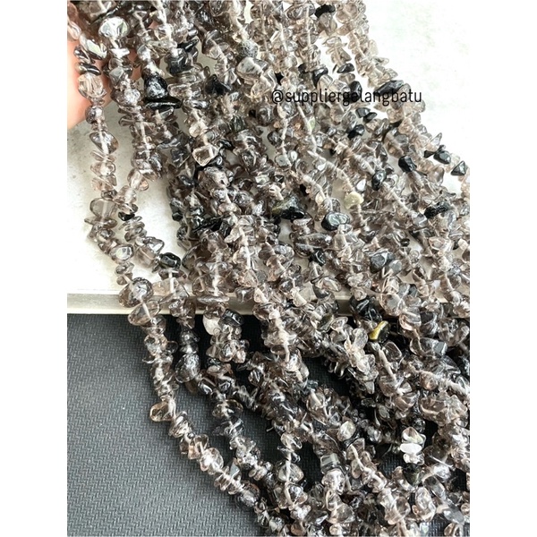 kerikil batu alam smoky quartz abu bahan kalung gelang