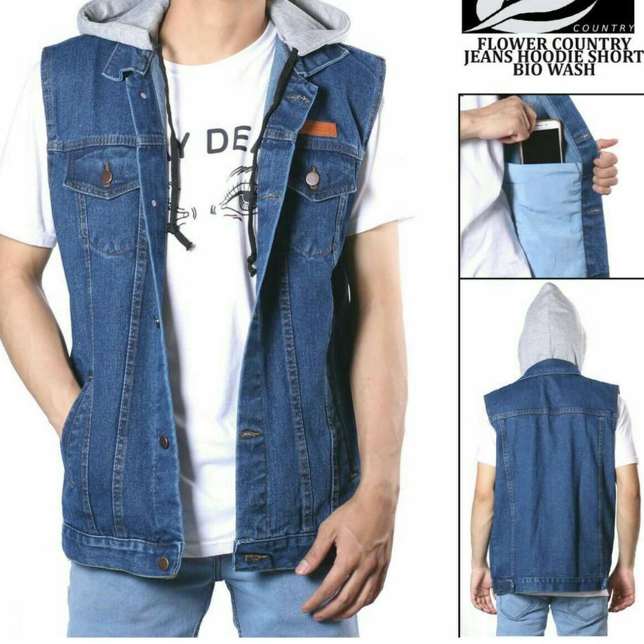 Dipesan ya--Rompi Jeans Hoodie / Rompi Jeans / Rompi Pria / Jaket Hoodie Pria / Jaket Jeans / Rompi 
