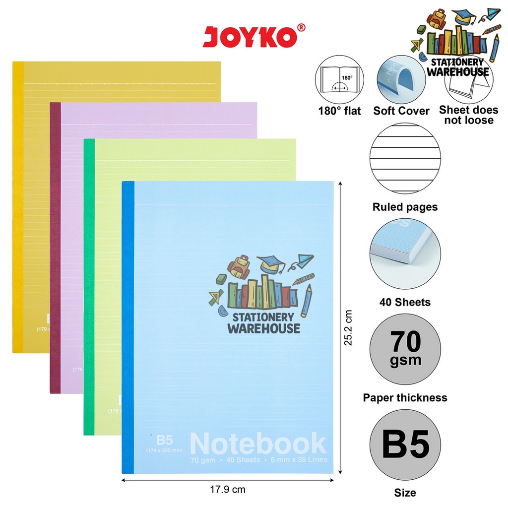 

Buku Tulis Catatan Bergaris Ruled Notebook Joyko NB-705 B5 40 Lembar