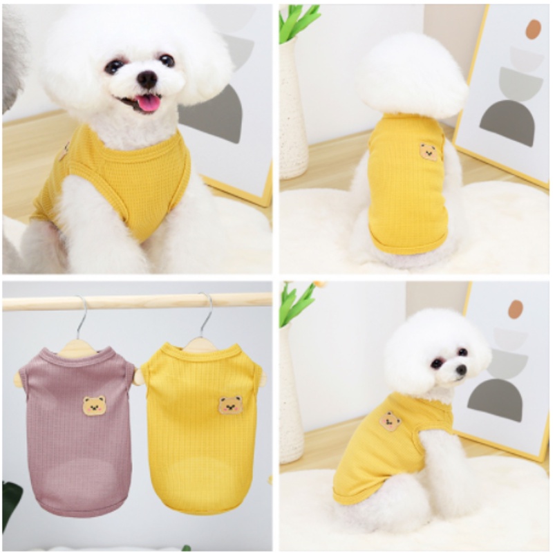 Waffle Bear Dog Pakaian Untuk Shih Tzu Laki-Laki Dan Perempuan Bernapas Puppy Rompi Kucing Tipis Tshirt Musim Panas Pakaian Hewan Peliharaan