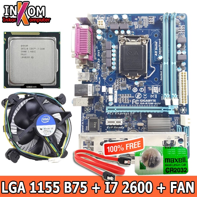 PAKET Motherboard Mainboard MOBO B75 Plus Processor i7 2600