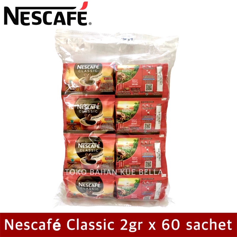 

Nescafe CLASSIC (2gr x 60 Sachet) 100% Kopi Robusta Murni (1 PACK)